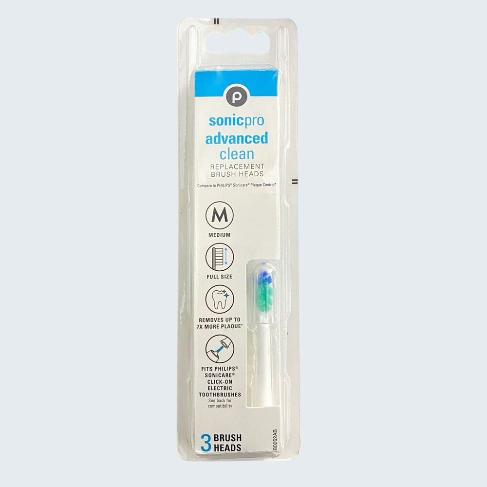 3 PUBLIX for PHILIPS Sonic Pro Advanced MEDIUM Clean Replacement Brush Heads